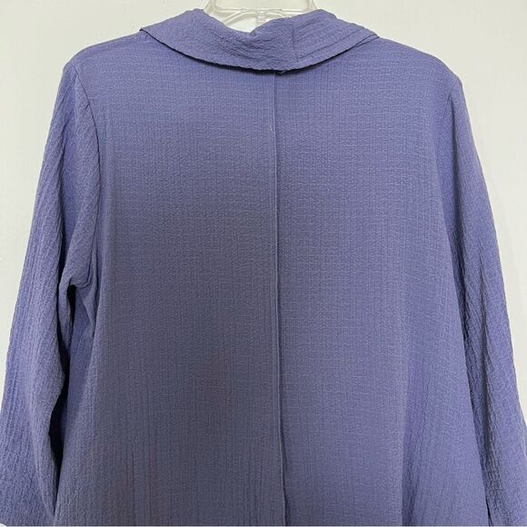 Ali Miles Lagenlook Tunic Cowl Neck Asymmetrical 3/4 Sleeve Top Purple Small - Picture 8 of 11